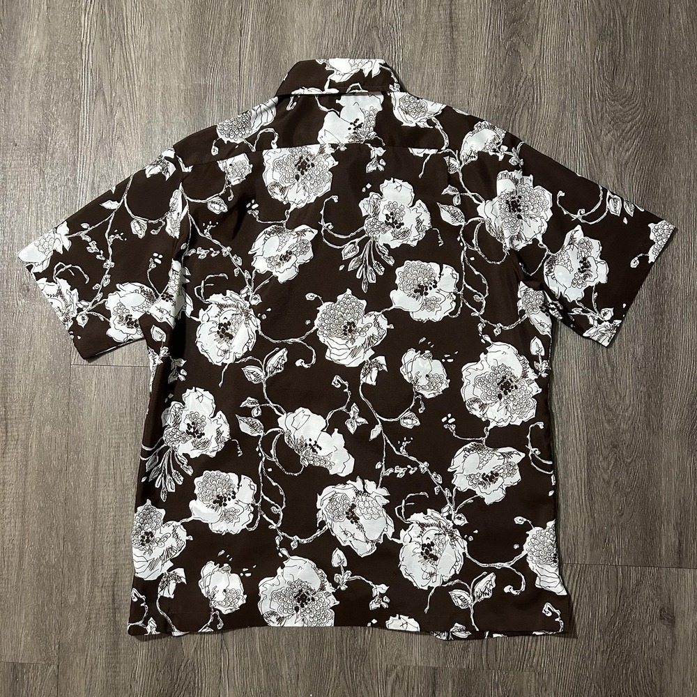 Vintage Tori Richard Shirt Mens Large Brown Floral Hawaiian Aloha Made in USA - Picture 7 of 7
